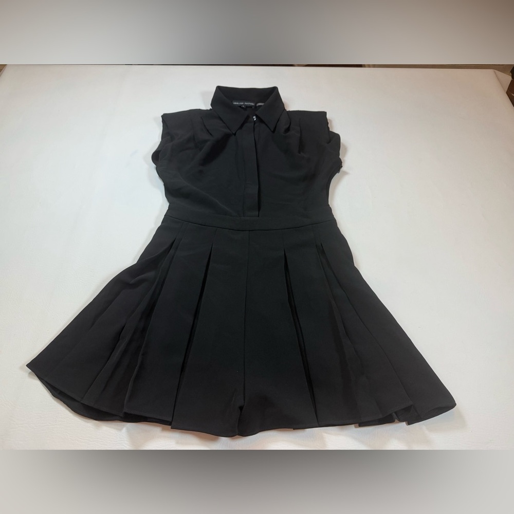 Nordstrom English Factory pleated romper black womens small sleeveless (bin W) - Picture 15 of 15